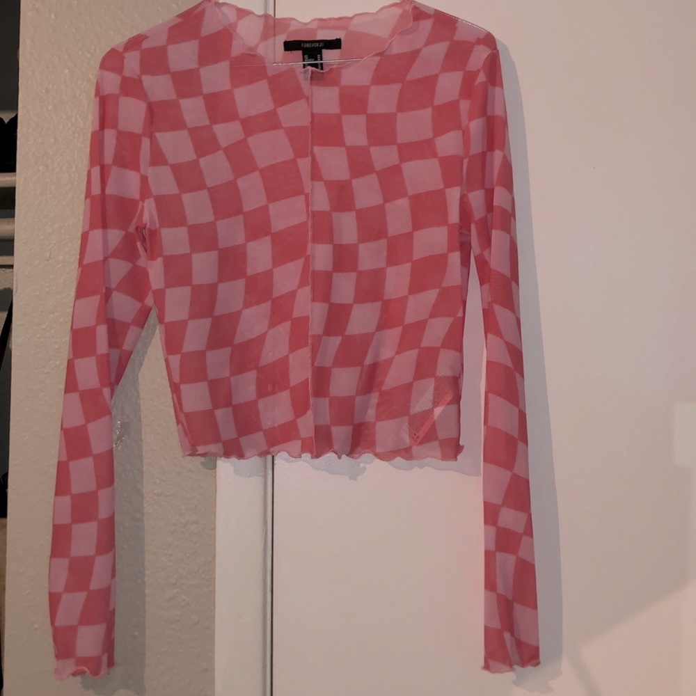 Pink Mesh Crop Top